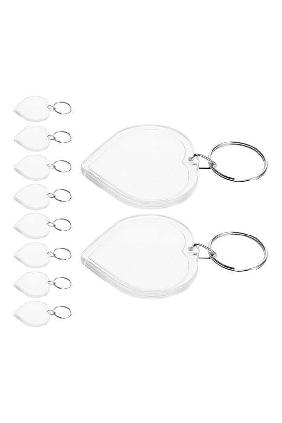 10 Pcs Acrylic Heart-Shaped Keychain Picture Holder DIY Photo Frame Keychains Clear Keychains for Pictures Photo Frame Keyring Delicate Key Chain