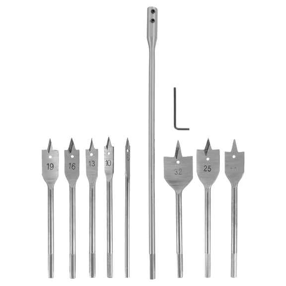 FONDOTIN 10Pcs Woodworking 3 Blades Drill Bit Silver Hole Opener Flat Boring Tool
