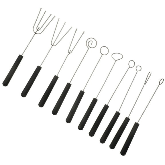 FONDOTIN Candy Dipping Spoon Chocolate Dipping Tool Stainless Steel Black 10Pcs