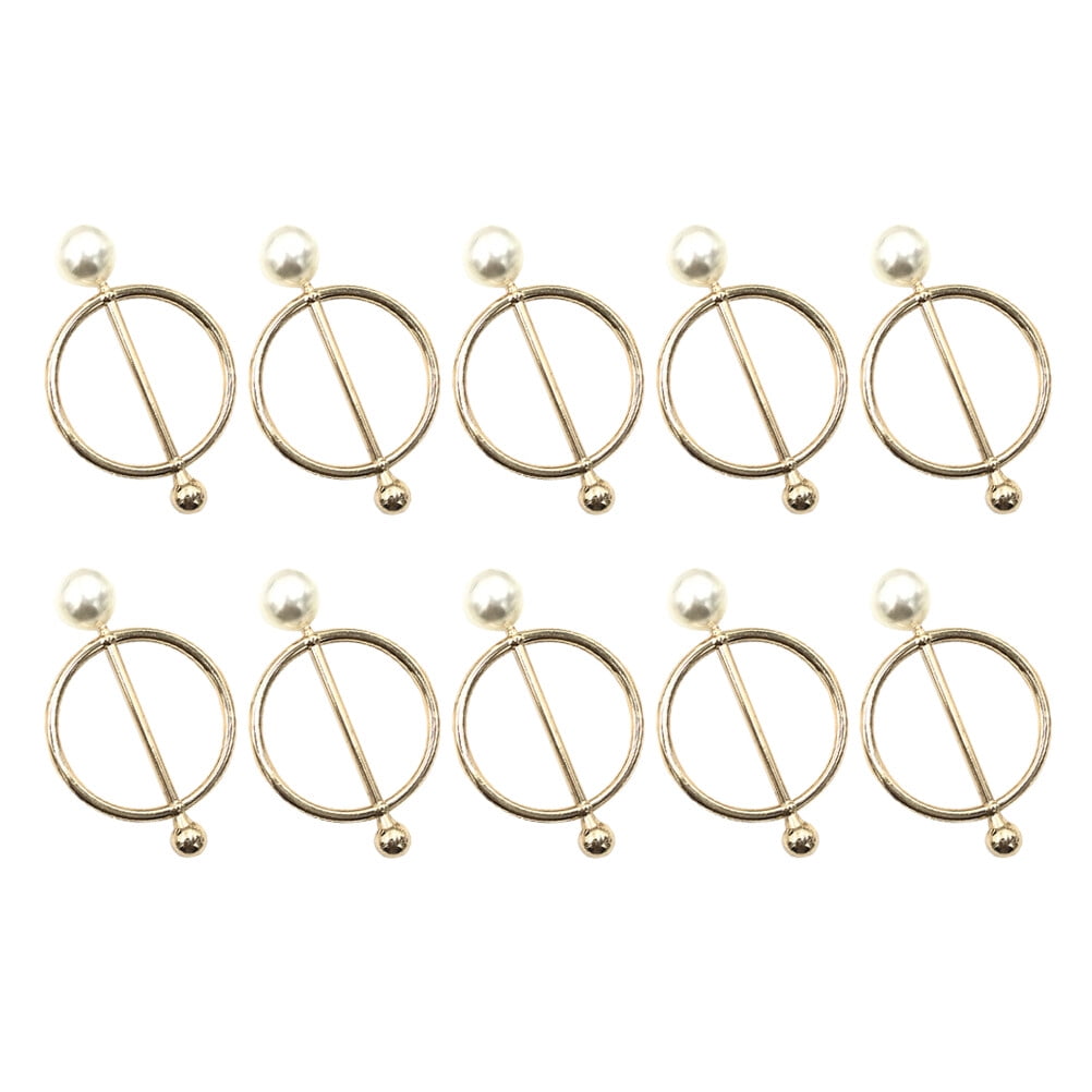 Worgeous  10 Pcs Clip Ring Costume Decoration Buckles Button Pins White down Shirt Men Golden