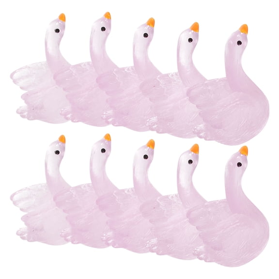 Worgeous 10 Pcs Luminous Swan Figurine Pendant Pink Statue