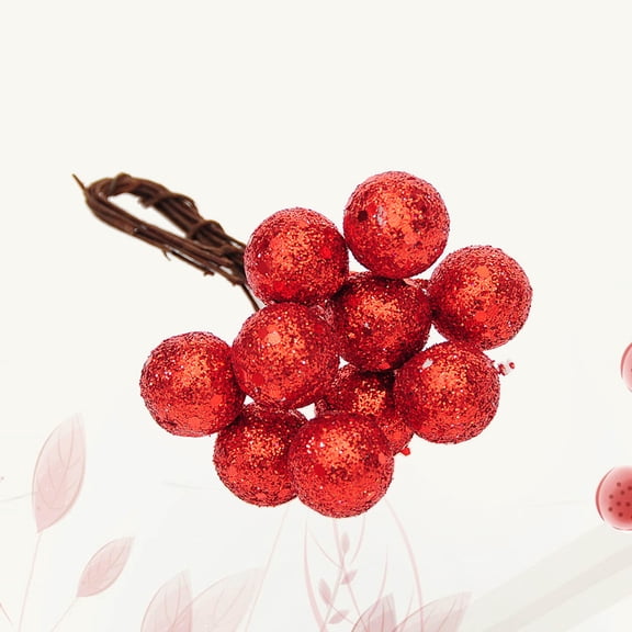 Worgeous 10 Pcs Ornaments Christmas Fruit Decorations Mini Christmas Berries 10pcs Red