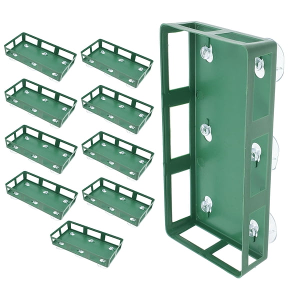 Worgeous  10 Pcs Rectangular Suction Cup Flower Brick Mud Holder Green