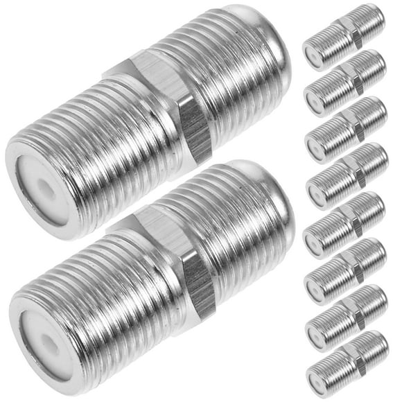 Worgeous  10 Pcs Straight Antenna Cable Connector TV Cables Coaxial Silver