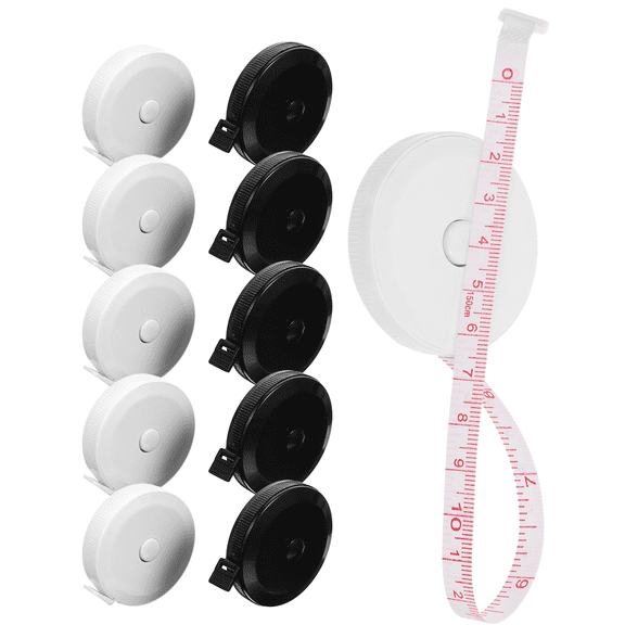 Worgeous 10 Pcs Telescopic Plastic Ruler Body Measuring Tape Pad Measure 2 Sided Double
