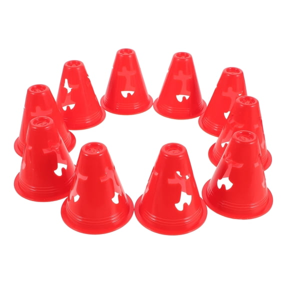 Worgeous  10 Pcs Training Logo Barrels Cones Sports for Drills Fitness Child Red
