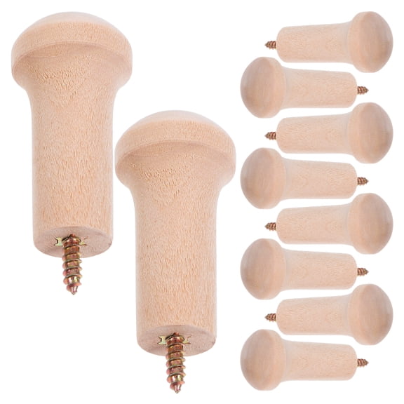 SEWCHICS Wood Wall Hook Wooden Coat Hooks Light Yellow 10Pcs for Hanging Clothes