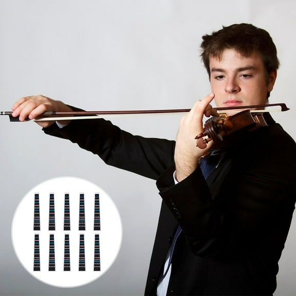 Worgeous 10 Sheets Violin Fiddle Finger Guide Sticker Fretboard Decal for Adult Beginners