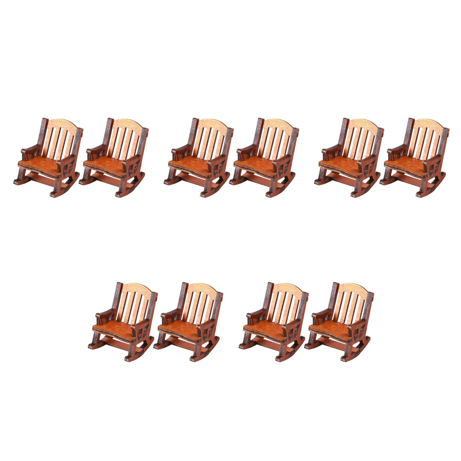 Worgeous 10 pcs Dollhouse Wooden Chair Mini Wood Rocking Chairs Doll ...