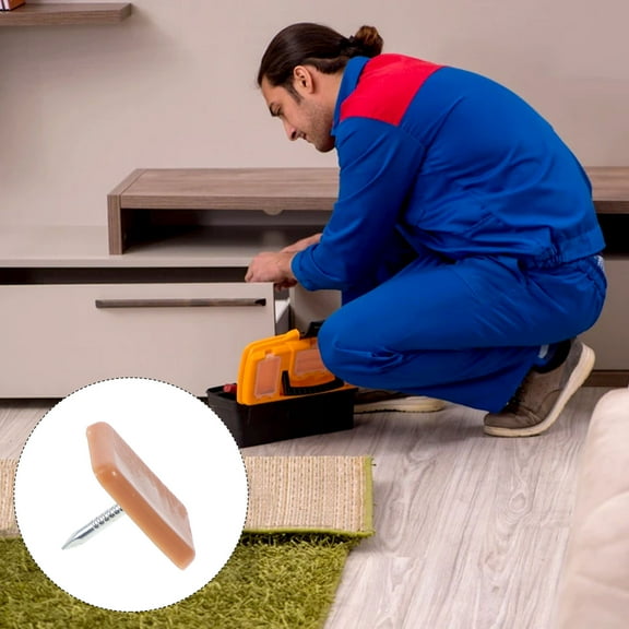 Worgeous  100 Pcs Drawer Rectangular Sliding Nails Furniture Glides Floor Banquet Brown