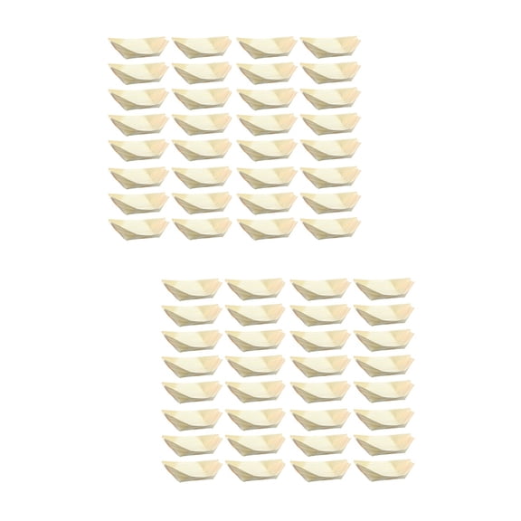 Worgeous 100 Pcs Mini Sushi Wooden Wooden Sushi Serving Tray Wood Plates Dishes Container for Restaurant Home Weddings Parties