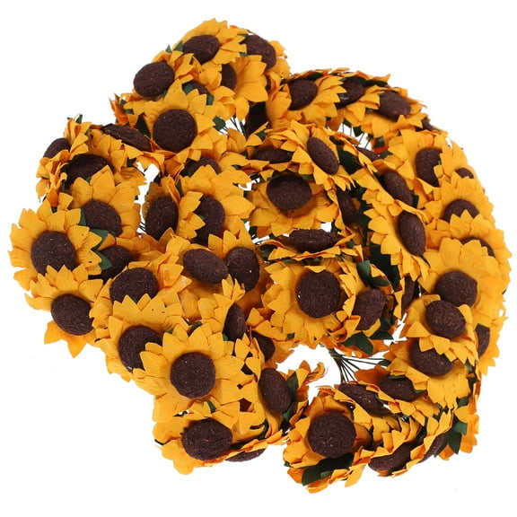 Worgeous  100 Pcs Simulated Sunflower Artificial DIY Sunflowers Orange