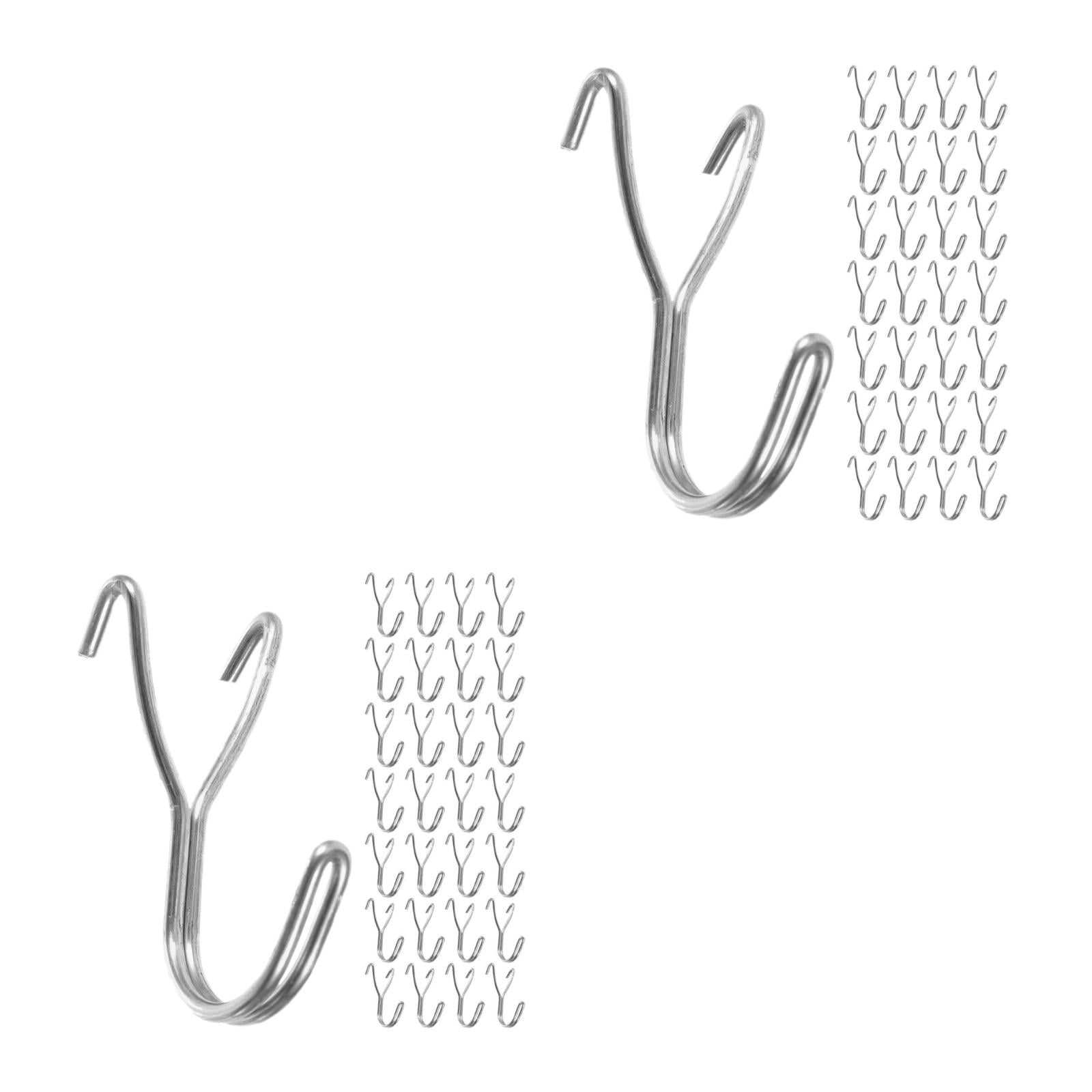 WHAMVOX Raindrops 100 pcs Stainless Steel Pegboard J Shaped Hooks for Necklaces Jewelry Retail Items Keys Craft Storage Organization System Tools