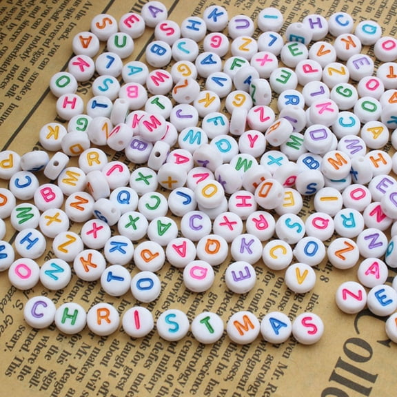 Worgeous 1000PCS Acrylic Colorful Alphabet Beads Round Letter Beads Charms for DIY Loom Bands Bracelets and Jewelry Making 7 x 4 mm