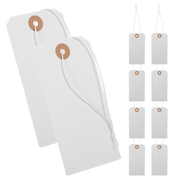 Worgeous 100PCS Blank Label Tags with Wire Versatile Paper Tags for Clothing Shoes Bags