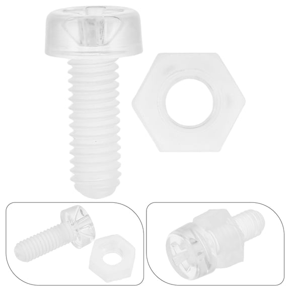 Worgeous 100Pcs Acrylic Corner Bracket Hardware with Clear M3x6 Screw and M3x2.4 Nut Set for Triangle Code Fastening in Transparent Fixator Assortment