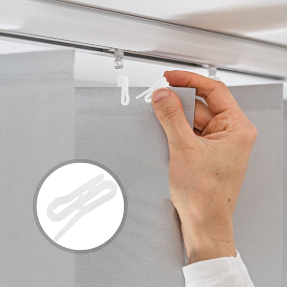Worgeous 100pcs Curtain Hooks Plastic Pin On Drapery Hooks for Home Bus Door Shower Curtains