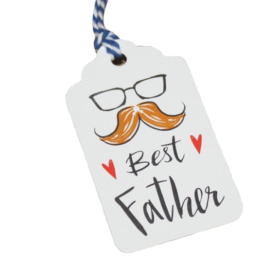 Worgeous 100pcs Father's Day Paper Labels Lovely Gift Tag Moustache Glasses Bookmark Creative Hanging Tag Message