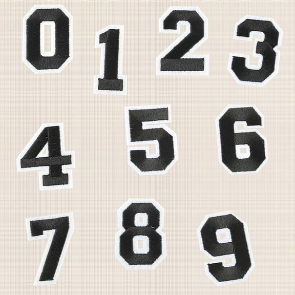 FONDOTIN Digital Jersey Number Patches Black Numbers Cloth Patch DIY Decorative 10Pcs