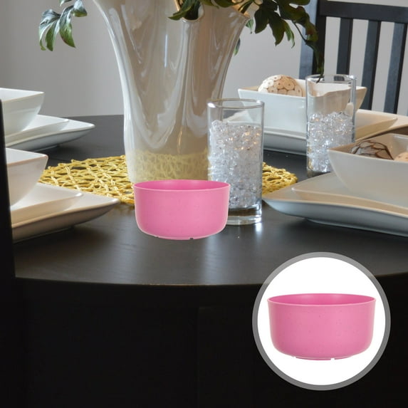 Worgeous 10Pcs Plastic Bowls for Soup and Rice Round Pink Reusable Home Use