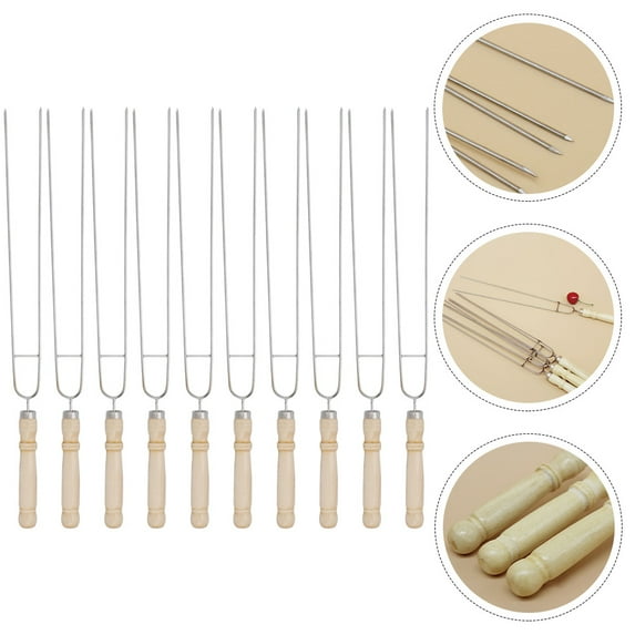 Worgeous Convenient BBQ Skewer Roasting Sticks Wood Friends 10Pcs