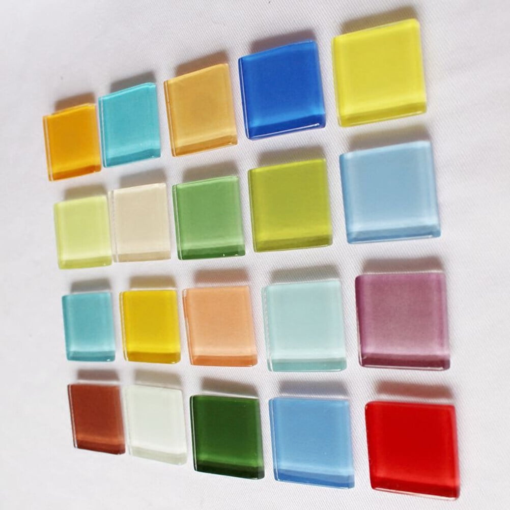 Worgeous 10mm Colorful Mosaic Tiles Glass Mosaic Supplies for DIY Arts & Crafts Jewelry Making 600g