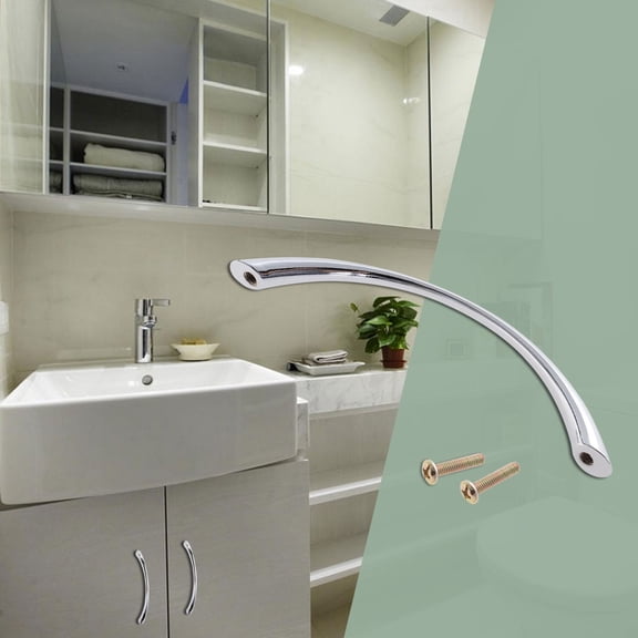 Worgeous 10pcs Arc Shaped Ceramic Kitchen Cabinet Drawer Door Knobs Pull Handles (Chrome)