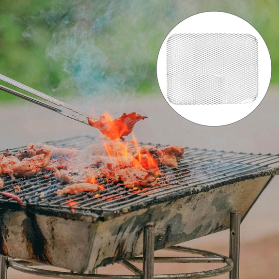 RENACLIPY Aluminum Bbq Grill Toppers Silver Mesh Design for Outdoor and Indoor Cooking 10Pcs