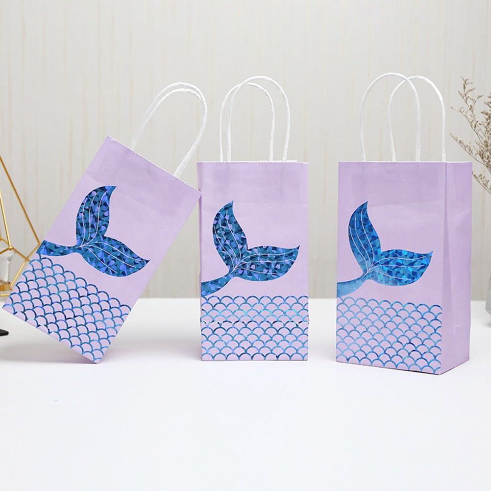 Worgeous 10pcs Cartoon Gift Bags Mermaid Tail Paper Bag Candy Pouch ...