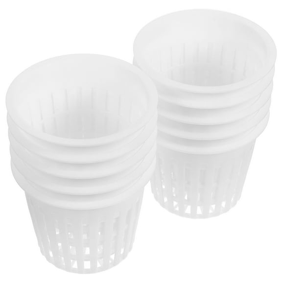 White Breathable Mesh Planter Pots with Round Base for Hydroponics 10pcs
