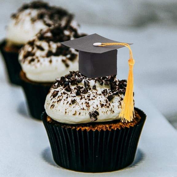 KHBUAB Wine Bottle Decorations Mini Grad Cap Toppers Black Paper 10pcs