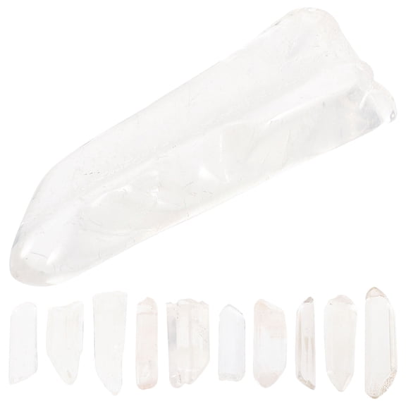 Worgeous 10pcs Natural Crystal Column Clear Crystal Wand Crystal Stone Meditation Stone
