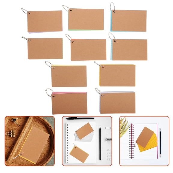 Worgeous 10pcs Paper Cover Study Flashcards Double-Sided Lined Diy Flashcards For Work Students And Meetings Portable Index Cards