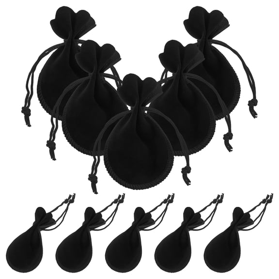 10PCS Small Velvet Drawstring Pouches for Candy Storage Black Color