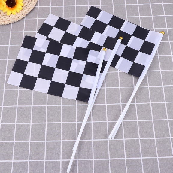 Worgeous 11pcs Chequered Racing Banners Pennant Banner Hand Waving Flags (1 Banner and 10 Flags)