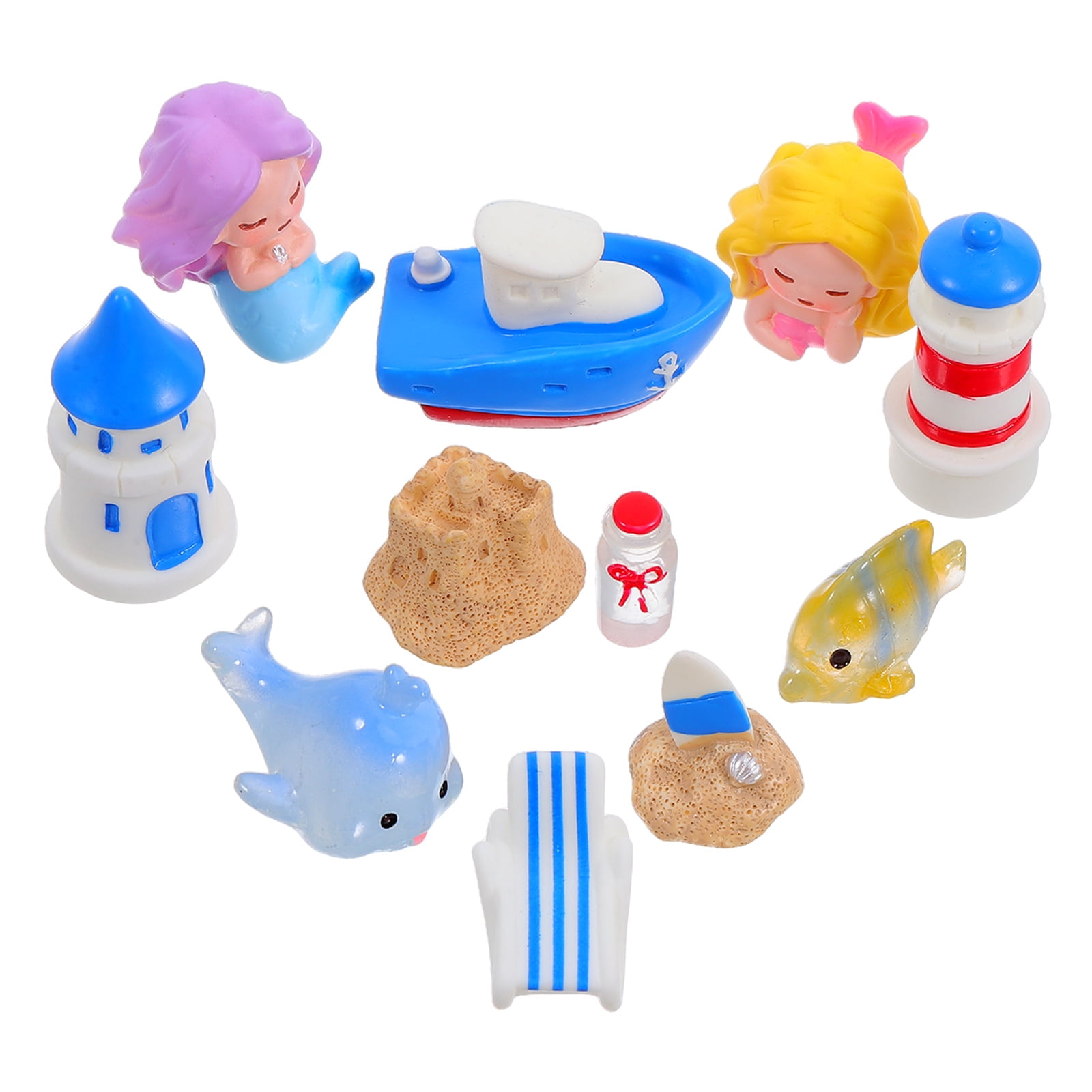 Worgeous 11pcs Mini Beach Miniature Ornament Kits Miniature Ocean Resin ...