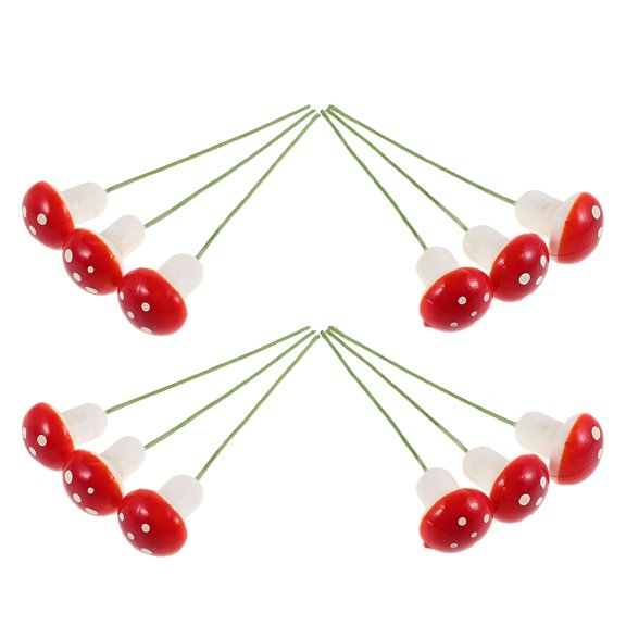 COSMOBETTY Mushroom Tree Ornament Red Foam 12PCS 2.8x0.8x0.8in