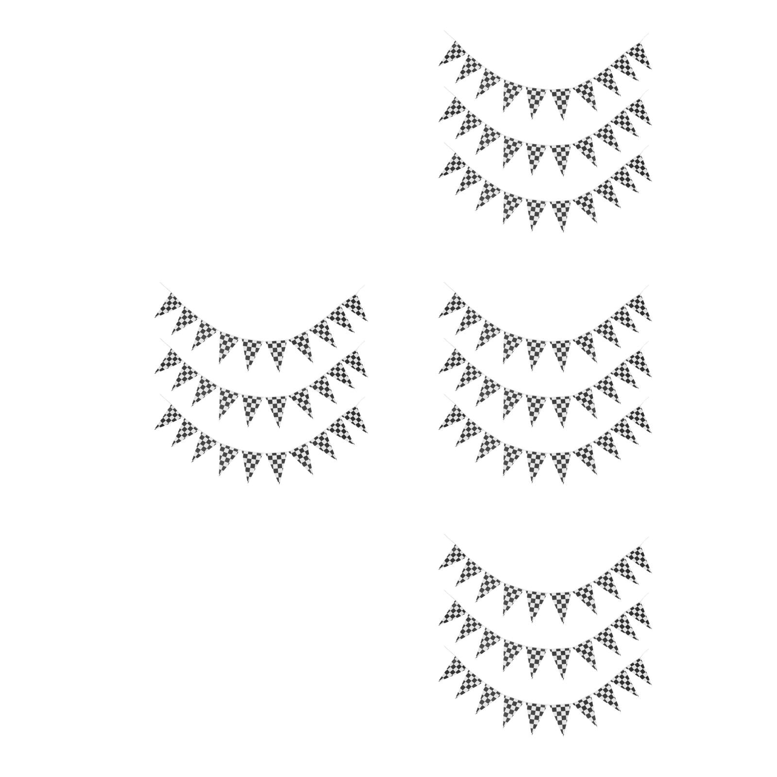 WHAMVOX Masteelf 12 PCS Race Cars Checkered Flag Banner for Birthday Triangle String Flags Race Car Racing Pennant