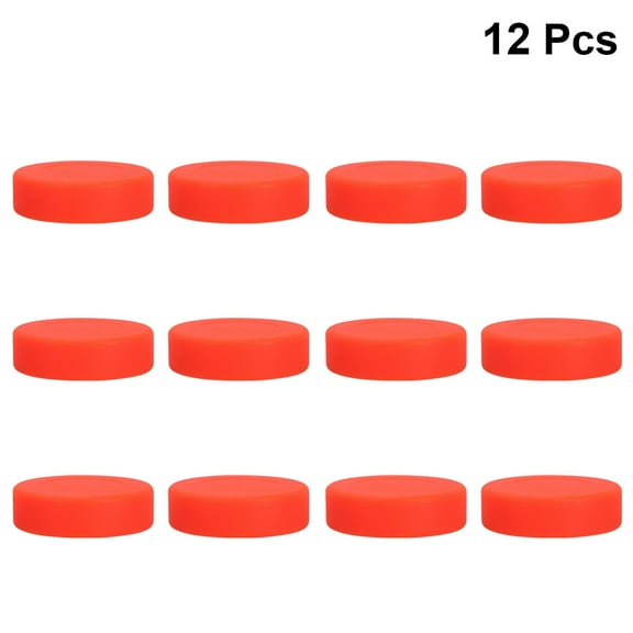 Worgeous 12 Pcs Adjustable Hardness Rubber Ice Hockey Pucks Matte Hockey Balls Sports Supplies for Roller Street Hockey(Orange)