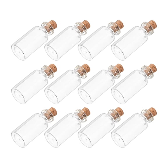 Worgeous  12 Pcs Empty Glass Bottle Cover Tube Multi-function Hooks Round Paper Home Transparent