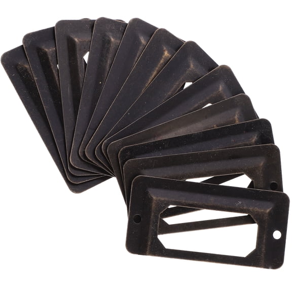 HOOWIFFY 12Pcs Vintage Metal Label Frames with Easy Install Drawer Holders for Home Storage and Organization