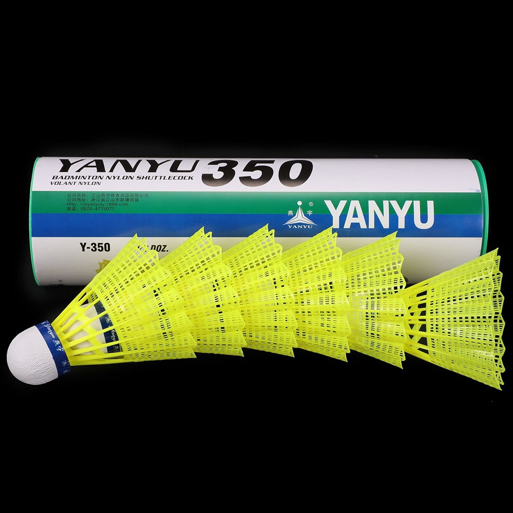 Worgeous  12 Pcs Plastic Badminton Birdie Cocks Shuttlecock Baby Yellow