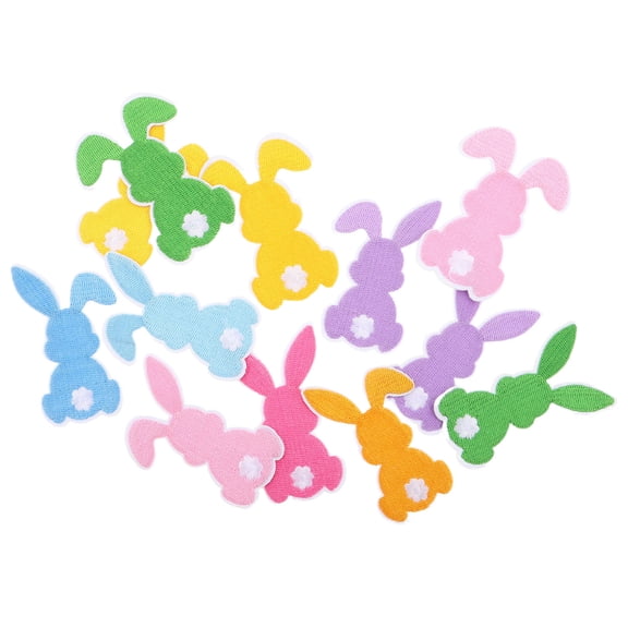 Worgeous 12 Pcs Rabbit Embroidery Patch For Easter Decorative Iron On Patch For Bags And Clothes Diy Fashion Accessories For Travel Parties