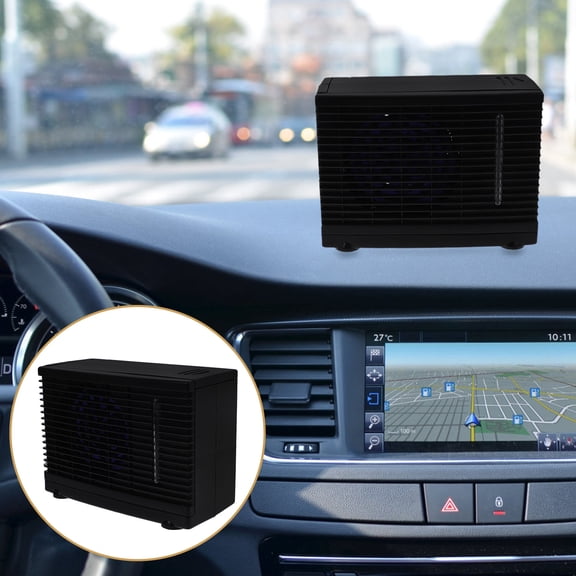 RENACLIPY Portable 12V Car Air Conditioner Fan with Water Evaporative Cooling System, Compact Black Design for Vehicle Use