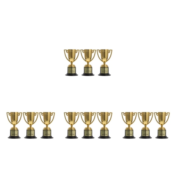 Worgeous 12 pcs Gold Trophy Award Cups Plastic Gold Mini Trophies For Party Favors Props Rewards Trophy Cup Competitions Winning Prizes For Adults Awards Trophies