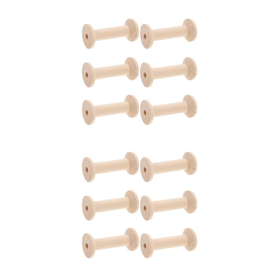 Worgeous 12 pcs Large Unfinished Wood Spools Empty Thread Spools for Sewing and Crafts Wood Spools for Embroidery Wooden Ribbon Spools Bobbins