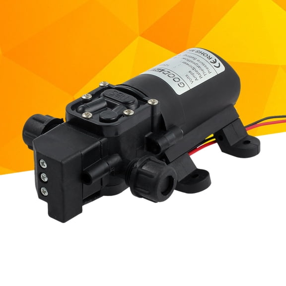 Worgeous 12V 70W Automatic Diaphragm Pump Mini Electric Car Washing Pump 6A 6L/Min Water Pump - Dual Thread (Black)