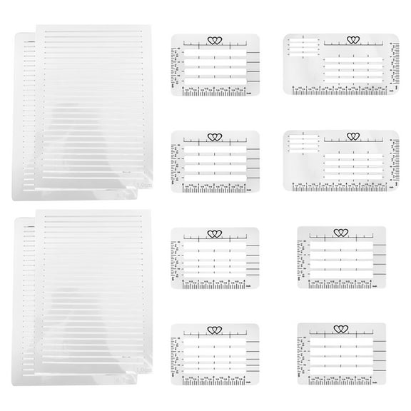 Worgeous 12pcs Calligraphy Stencils For Writing And Drawing Plastic Template Rulers For Journaling And Card Making Multi-Functional Line Rulers
