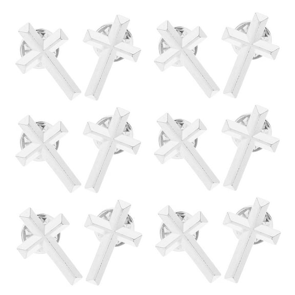 Worgeous 12pcs Cross Pin Alloy Jewelry Stickpins For Diy Clothing Accessories Cross Shape Brooch Sweater Brooch Hat Jewelry Unique Lapel Decor