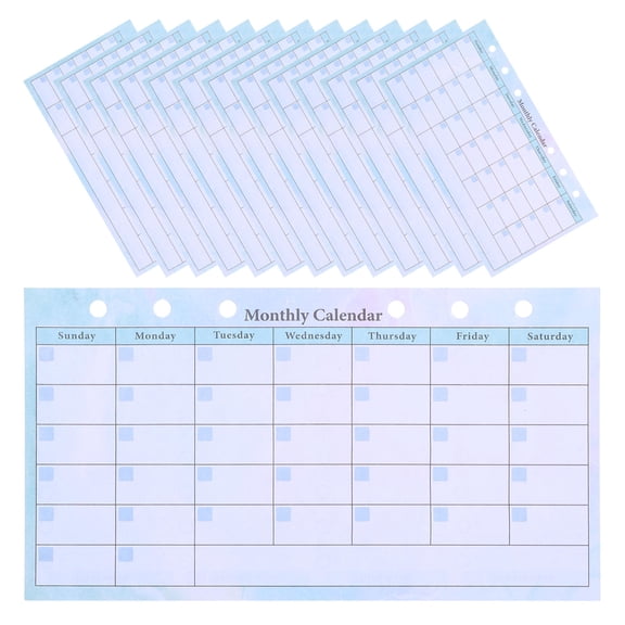 ETHZZLE Blue Six Hole Monthly Planner Refill for 6 Ring Binder Refillable Pages Thick Paper